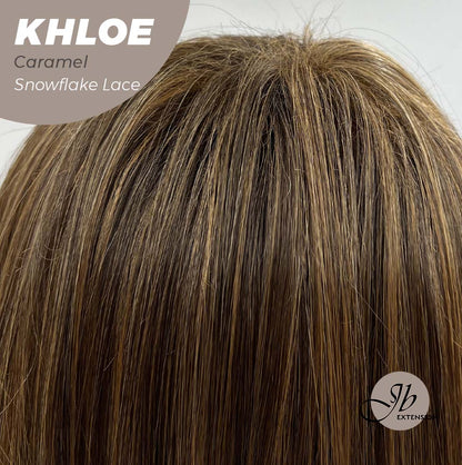 JBEXTENSION 12 Inches Bob Cut Caramel Pre-Cut Snowflake Lace Frontlace Glueless Wig KHLOE LACE【PERMATEASE】【BENDY EAR TABS】- S/M