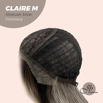 JBEXTENSION 22 Inches Body Wave Shatush Silver Pre-Cut Frontlace Glueless Wig CLAIRE M SILVER