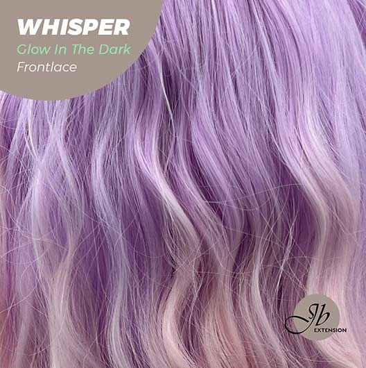 JBextension GLOW IN THE DARK 26 Inches Body Wave Rainbow Color Frontlace Glueless Wig WHISPER