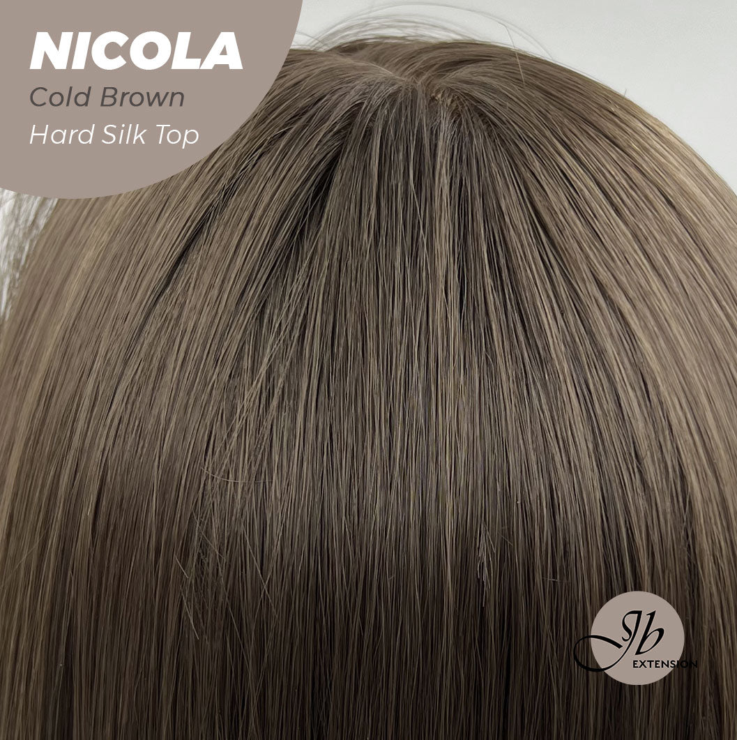 JBEXTENSION 22 Inches Scalpiana Cold Brown 3.5X4 Hard Silky Top Natural Scalp Effect Wig NICOLA COLD BROWN Silky Top