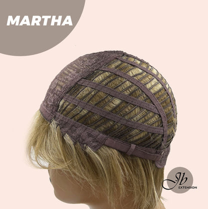 JBEXTENSION Pixie Cut Champagne Half Real Human Hair Half Futura Fiber Fashion Wig MARTHA