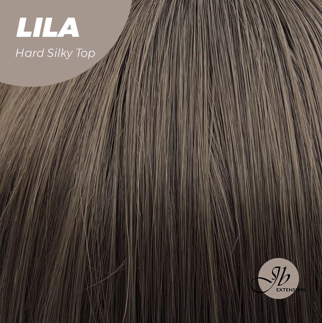 Rachel's Pick-20 Inches Scalpiana Cold Brown Wolf Cut 3.5X4 Hard Silky Top Natural Scalp Effect Wig With Bangs LILA