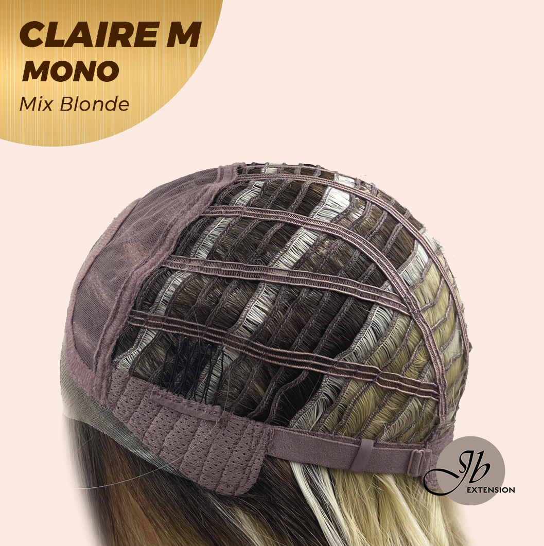 JBEXTENSION CLAIRE MONO MIX BLONDE Partial Monofilament Wig 22 Inches Mix Blonde Partial Mono Lace Glueless Wig CLAIRE MONO MIX BLONDE【BENDY EAR TABS】