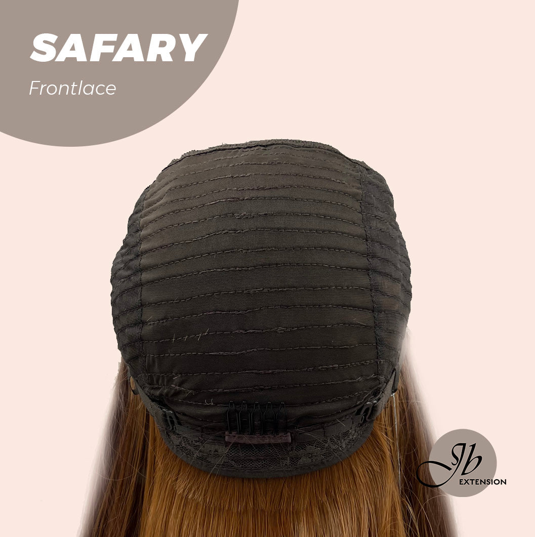 JBEXTENSION 30 Inches Long Curly Brown With Blonde Highlight Side Part Frontlace Glueless Wig SAFARY