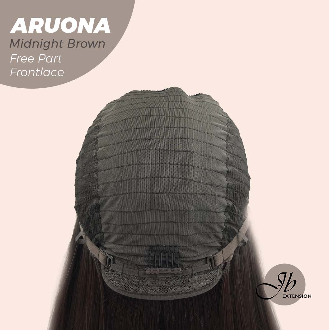 JBEXTENSION 28 Inches Midnight Brown( Black/Brown) Straight 13X3.5 Free Part Pre-Cut Frontlace Glueless Wig ARUONA MIDNIGHT BROWN