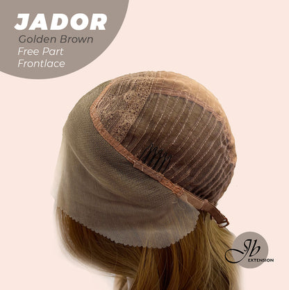 JBEXTENSION 10 Inches Golden Brown Curly Lace Front Wig.Pre Plucked 13*3 HD Transparent Lace Frontal Handmade Futura Fiber Swiss Lace Synthetic Fiber Glueless Wig JADOR GOLDEN BROWN