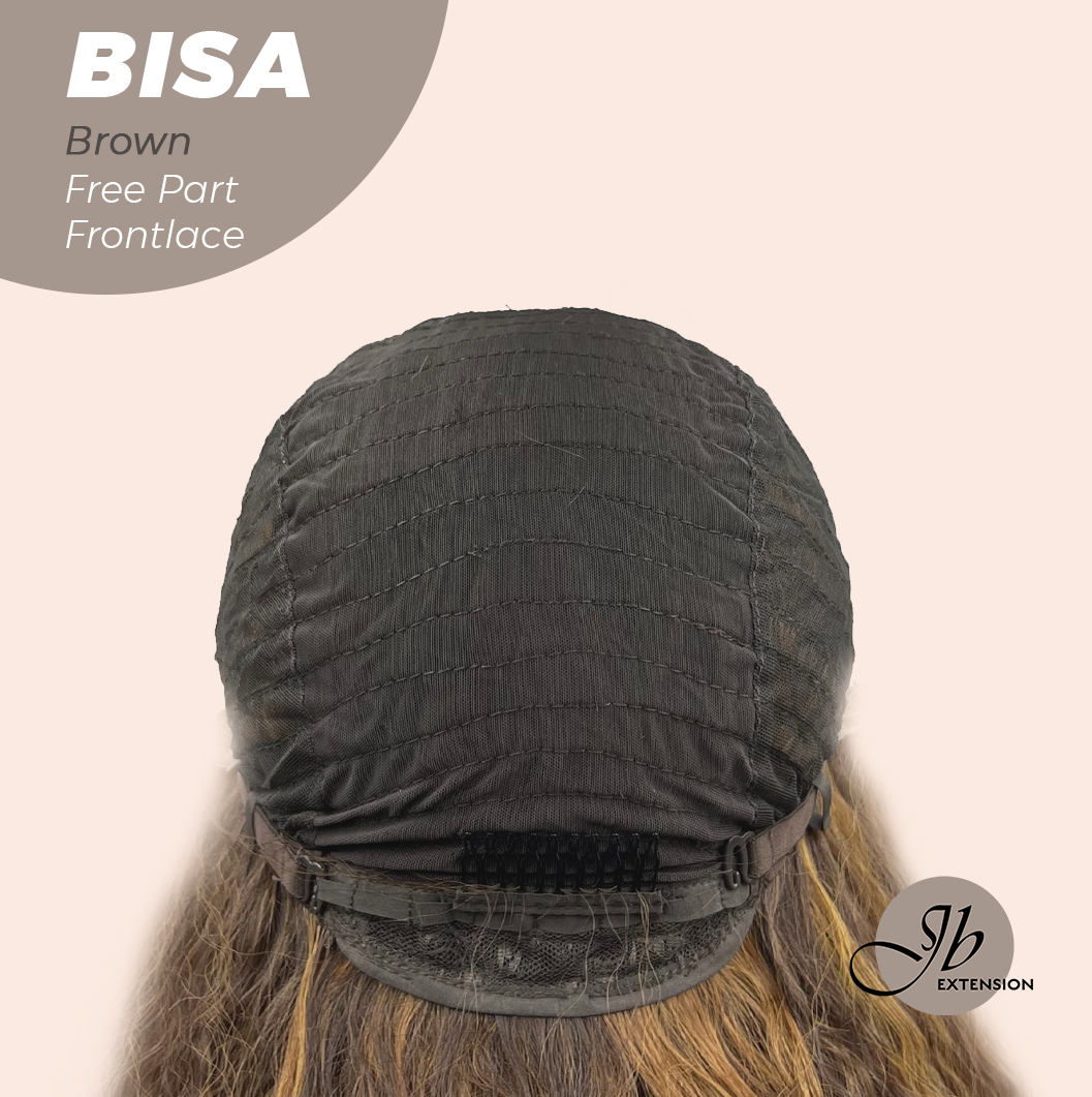 JBEXTENSION 28 Inches Brown Kinky Curly Fiber X, Tangle Less Free Part Frontlae Glueless Wig BISA BROWN