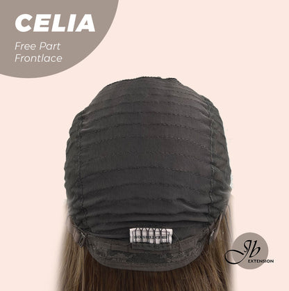 JBEXTENSION 22 Inches Mix Brown Curly Pre-Cut Frontace Wave Glueless Wig CELIA