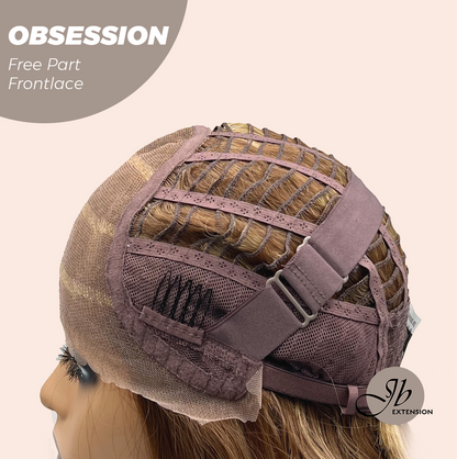 JBEXTENSION 24 Inches Brown With Highlight Wave 13X6 Pre-Cut Free Part Frontlace Glueless Wig OBSESSION