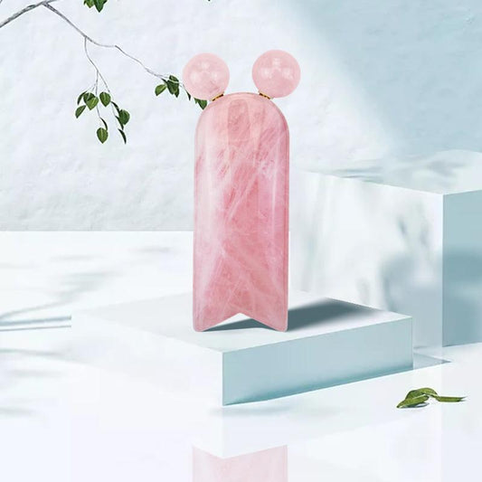 Kitty World's First Gua Sha with Roller - Rose Quartz