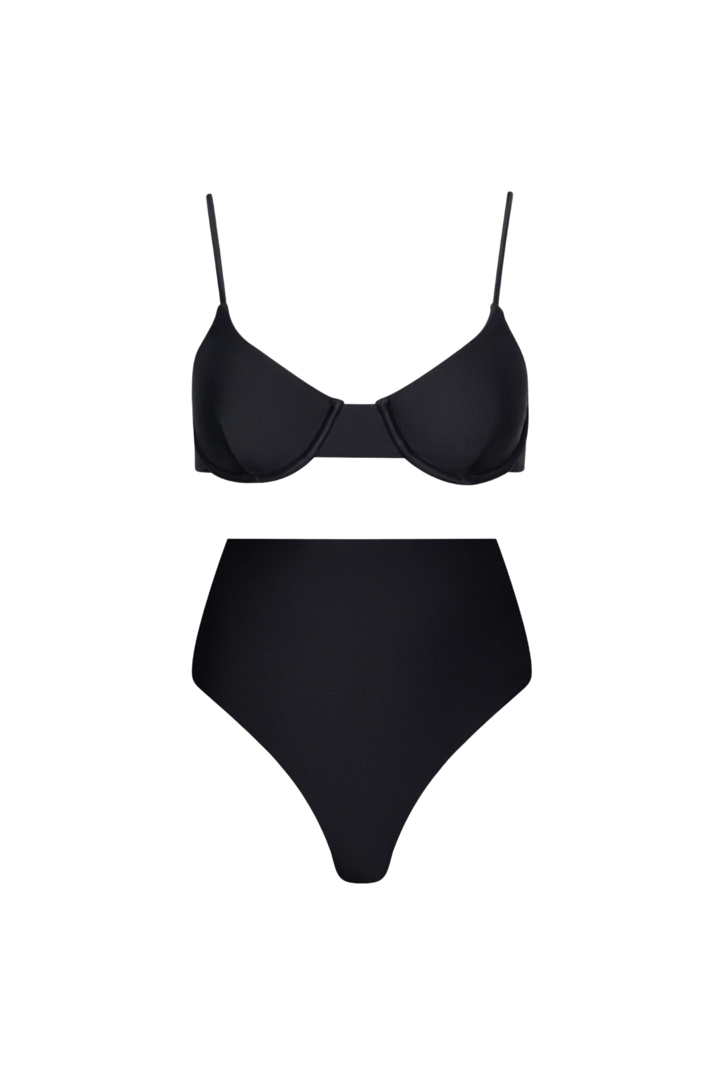 Palermo High Waist Underwire Bikini Set – Black