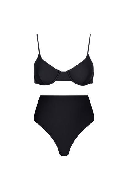 Palermo High Waist Underwire Bikini Set – Black