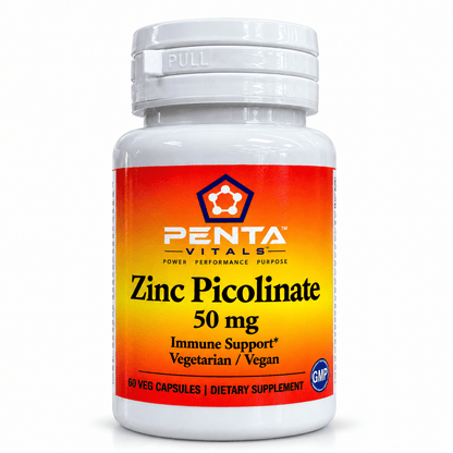 Penta Vitals Zinc Picolinate 50mg – Immune Support | 60 Veg Capsules
