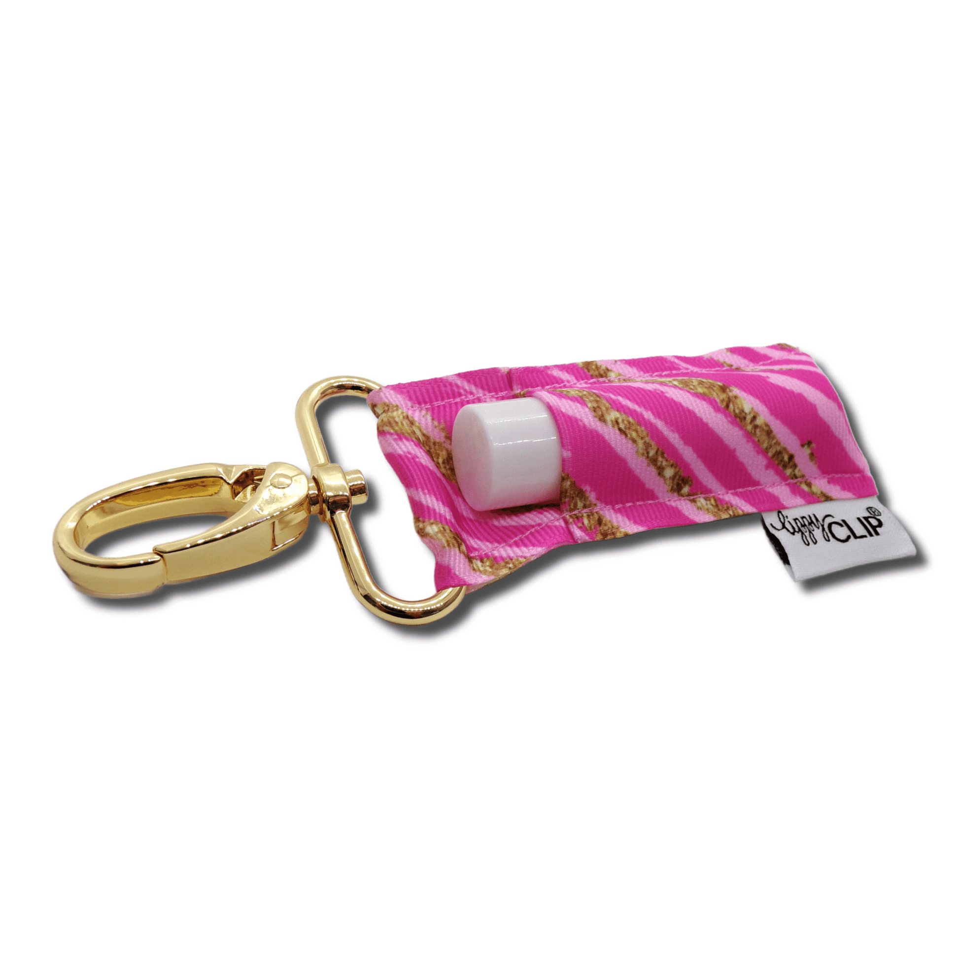 Pink and Gold Stripe LippyClip® Lip Balm Holder | Daily Health & Beauty