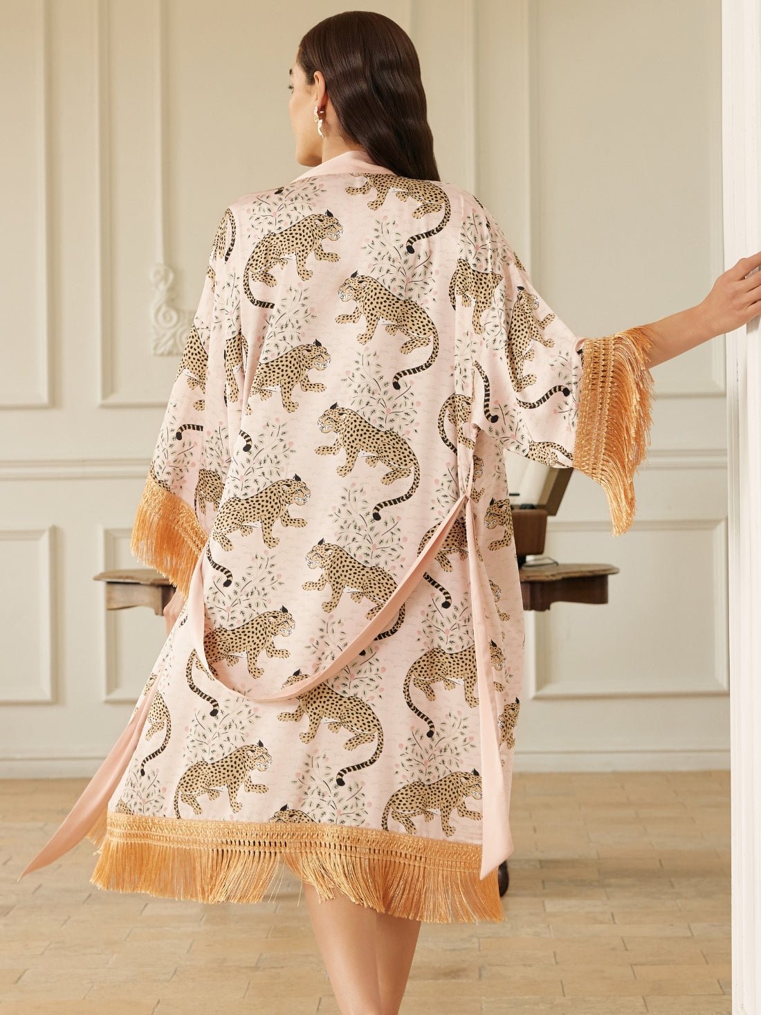 Pink Leopard Tassel Kimono Robe | Daily Health & Beauty