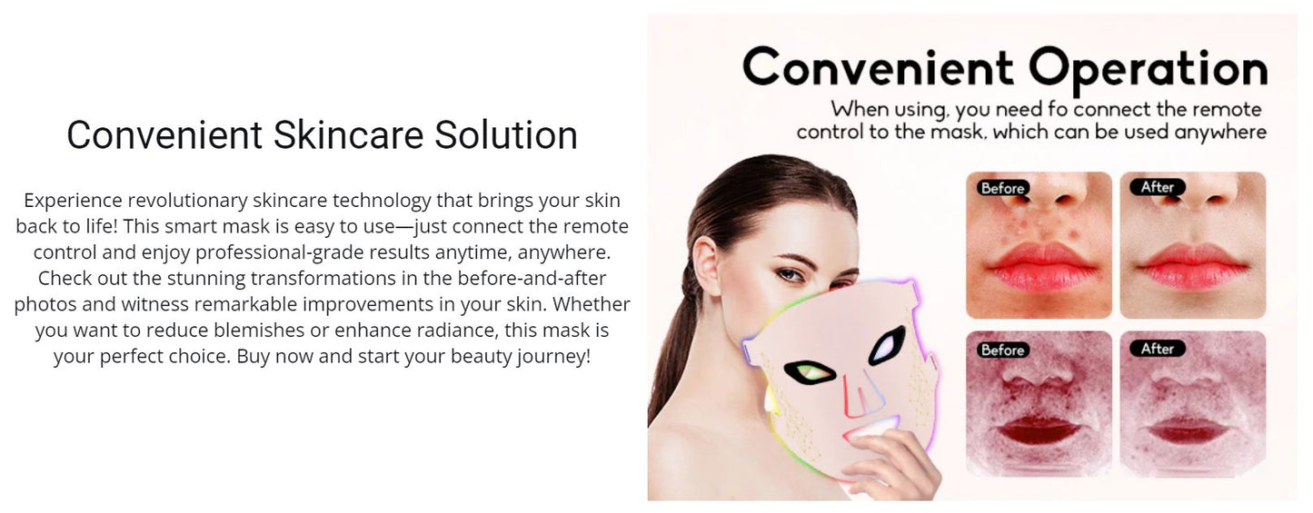 Skin Care Rejuvenating LED Face Mask with 216 light chips and  7 Colors