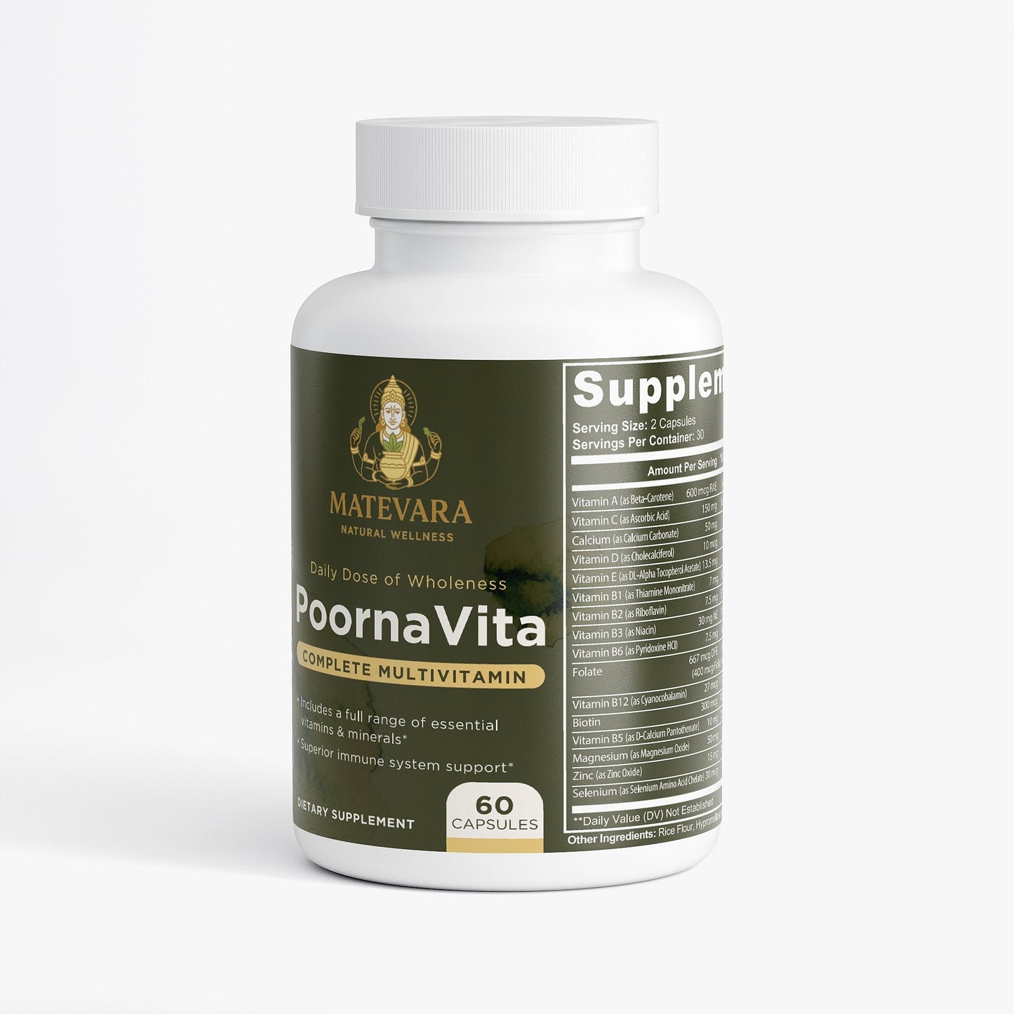 PoornaVita Complete Multivitamin for Men | Prostate & Immune Support | 60 Capsules