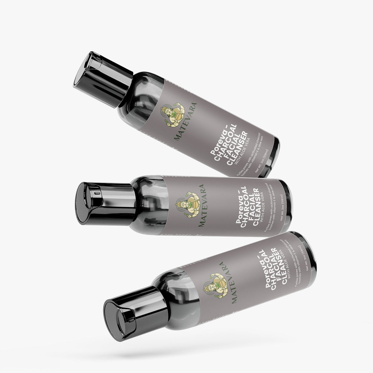 Poreva Charcoal Facial Cleanser | Paraben-Free Deep Cleansing Gel | 2 oz