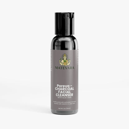 Poreva Charcoal Facial Cleanser | Paraben-Free Deep Cleansing Gel | 2 oz