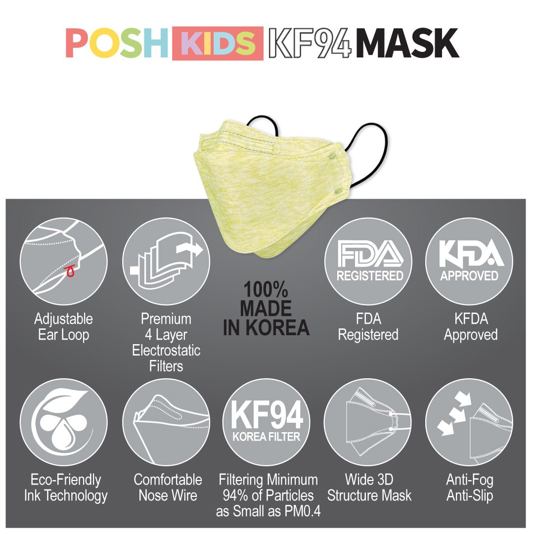 POSH KIDS KF94 Small Mask Melange Lemon (KA_M05) | Daily Health & Beauty