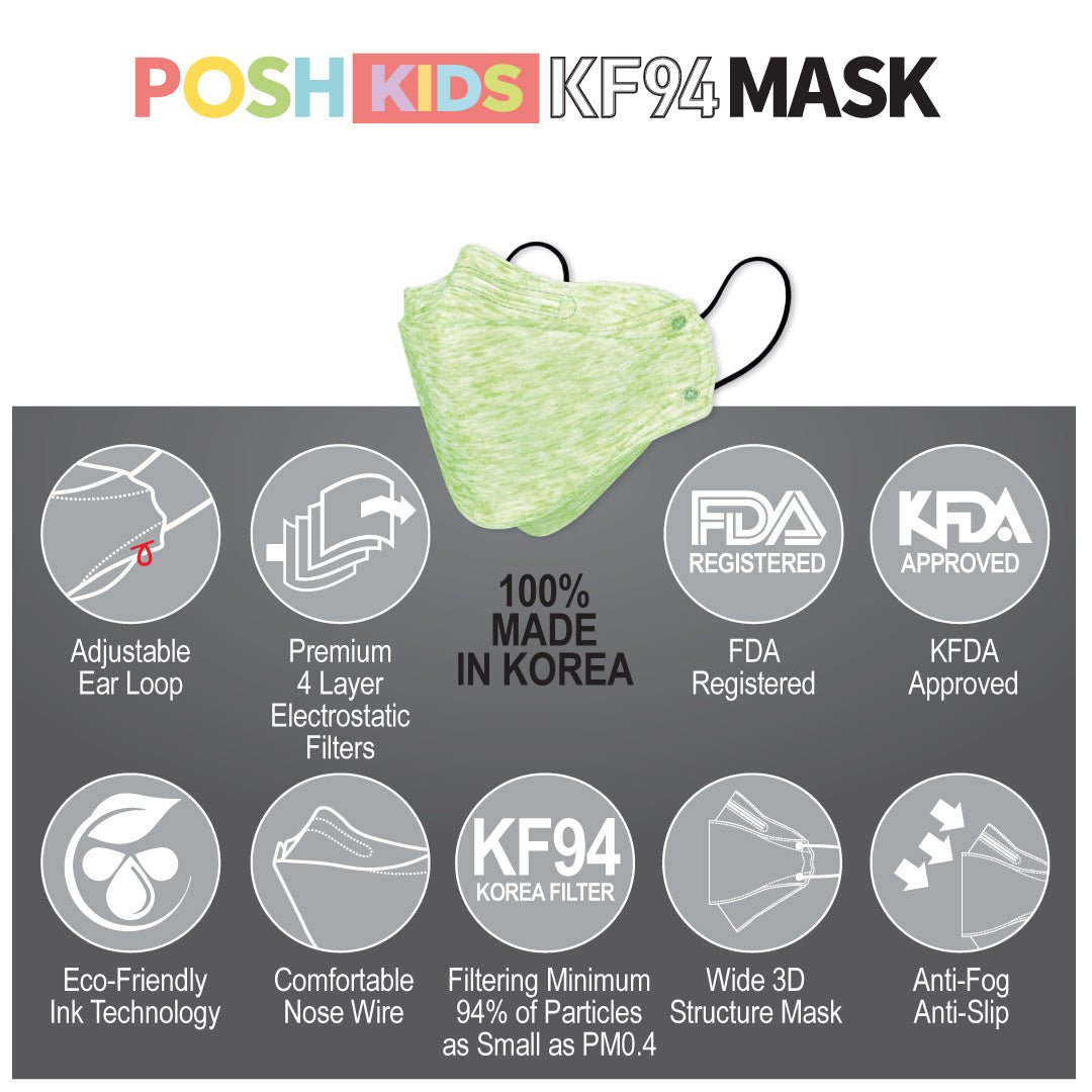POSH KIDS KF94 Small Mask Melange Lime (KA_M03) | Daily Health & Beauty