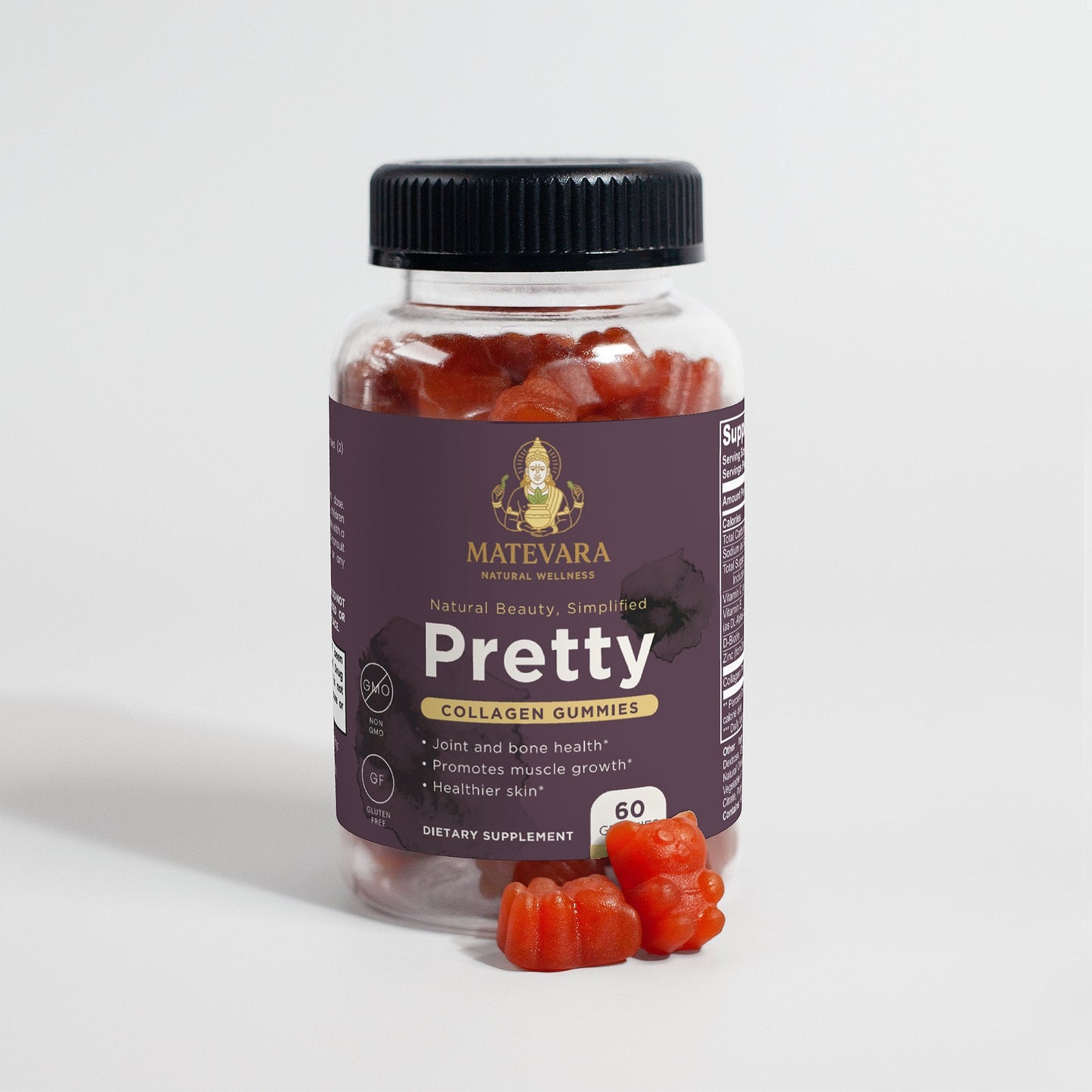 Pretty Collagen Gummies | Collagen Peptides + Vitamin C & Biotin | Orange Flavor | Hair, Skin & Nails | 60 Gummies