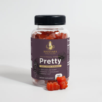Pretty Collagen Gummies | Collagen Peptides + Vitamin C & Biotin | Orange Flavor | Hair, Skin & Nails | 60 Gummies