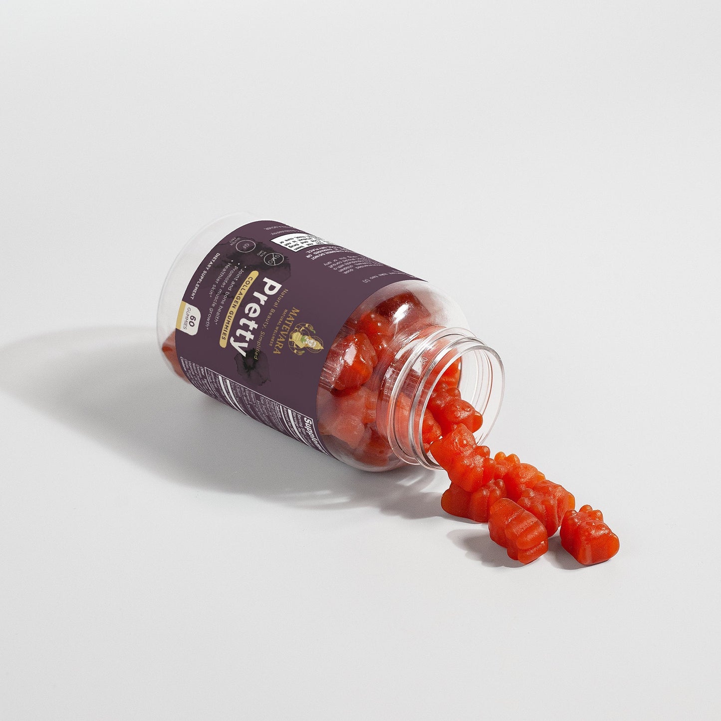 Pretty Collagen Gummies | Collagen Peptides + Vitamin C & Biotin | Orange Flavor | Hair, Skin & Nails | 60 Gummies