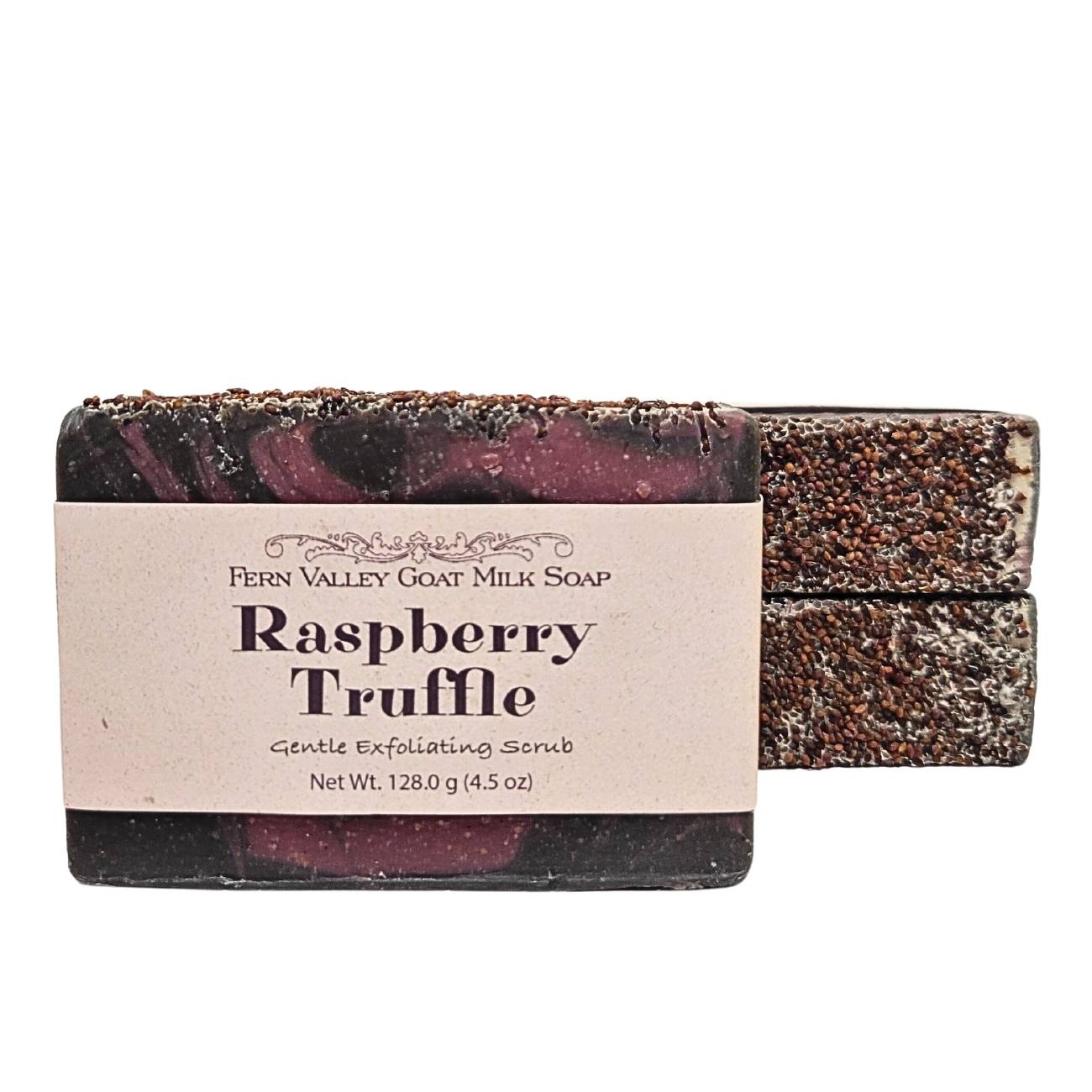Savon au lait de chèvre naturel | Gommage exfoliant | Truffe framboise