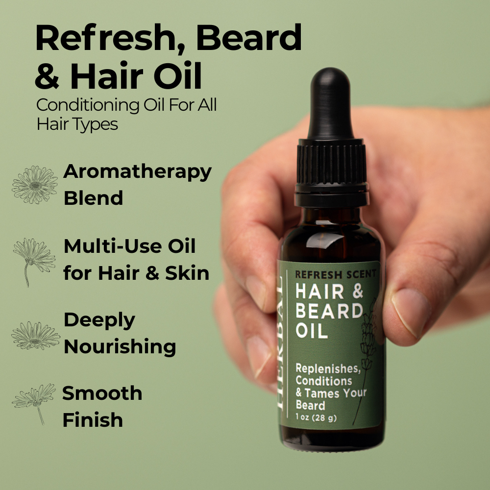 Aceite refrescante para barba y cabello