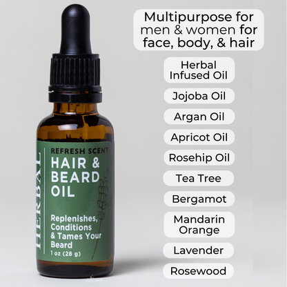 Aceite refrescante para barba y cabello