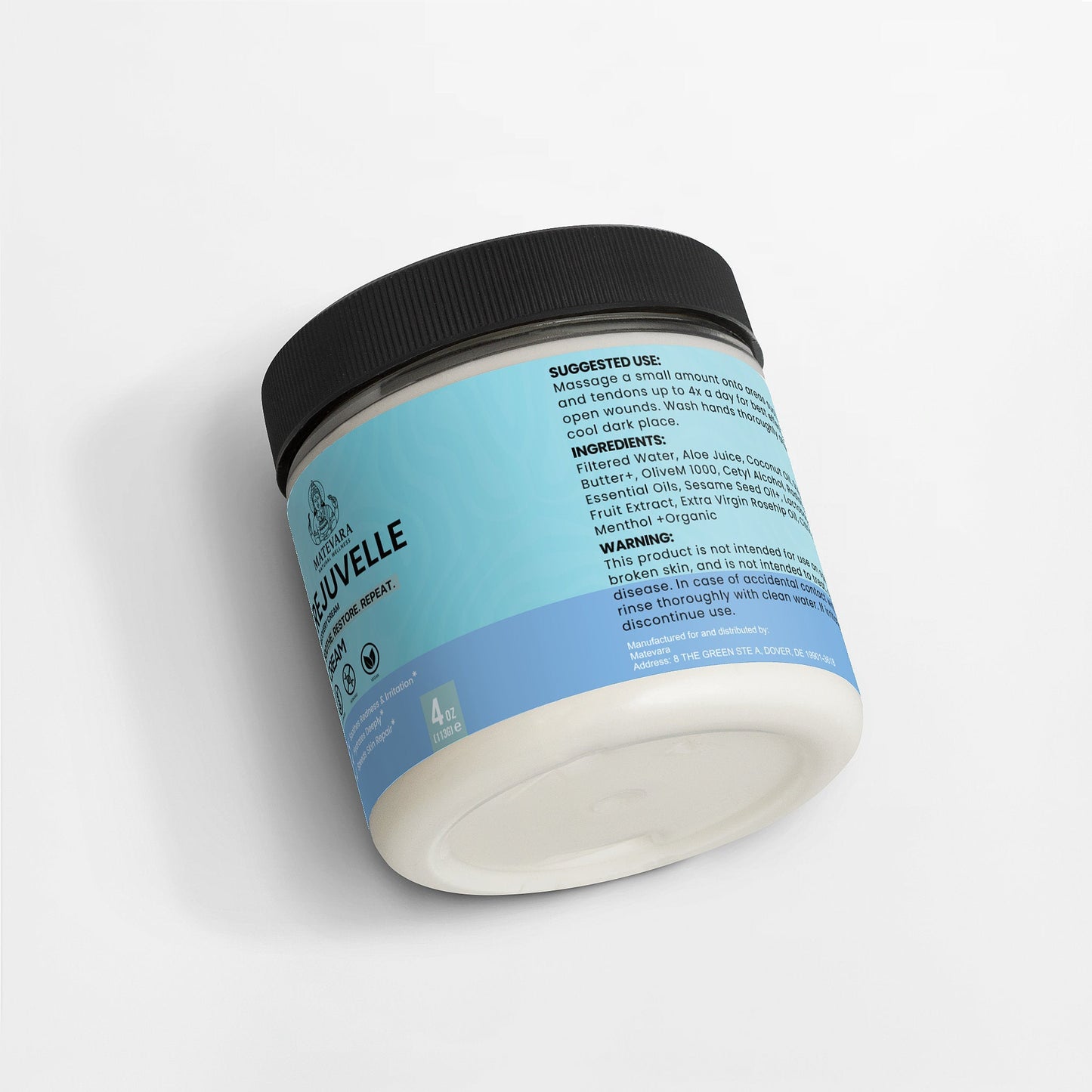 Rejuvelle Recovery Cream | Hydrating Skin Moisturizer | 4 oz