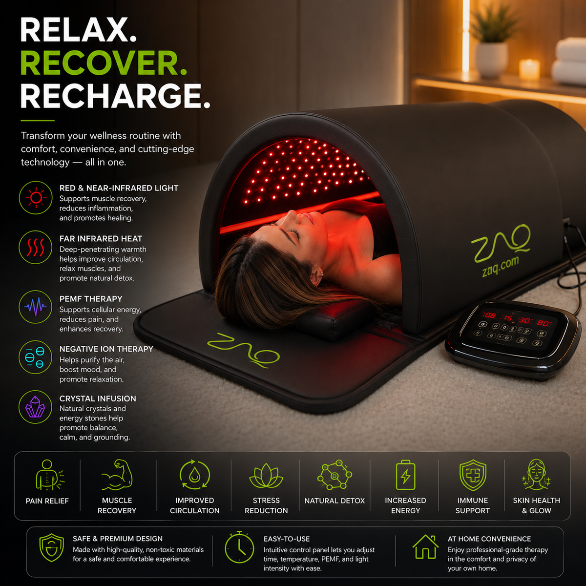 ZUNA Pro Far Infrared PEMF, Infrared, Red Light Sauna Dome – Full-Body Wellness (2026)