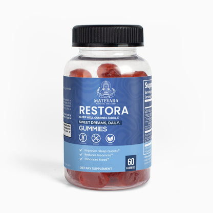 Restora Sleep Well Gummies | Melatonin, Passiflora & B6 Sleep Support | Adult Gummy Supplement | 60 Count Passion Fruit Flavor*