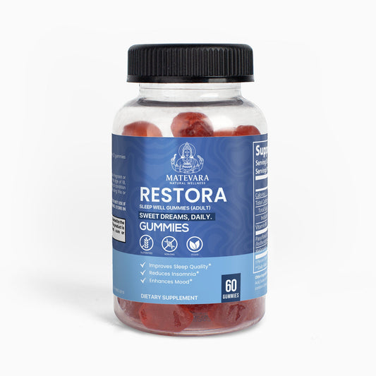 Restora Sleep Well Gummies | Melatonin, Passiflora & B6 Sleep Support | Adult Gummy Supplement | 60 Count Passion Fruit Flavor*