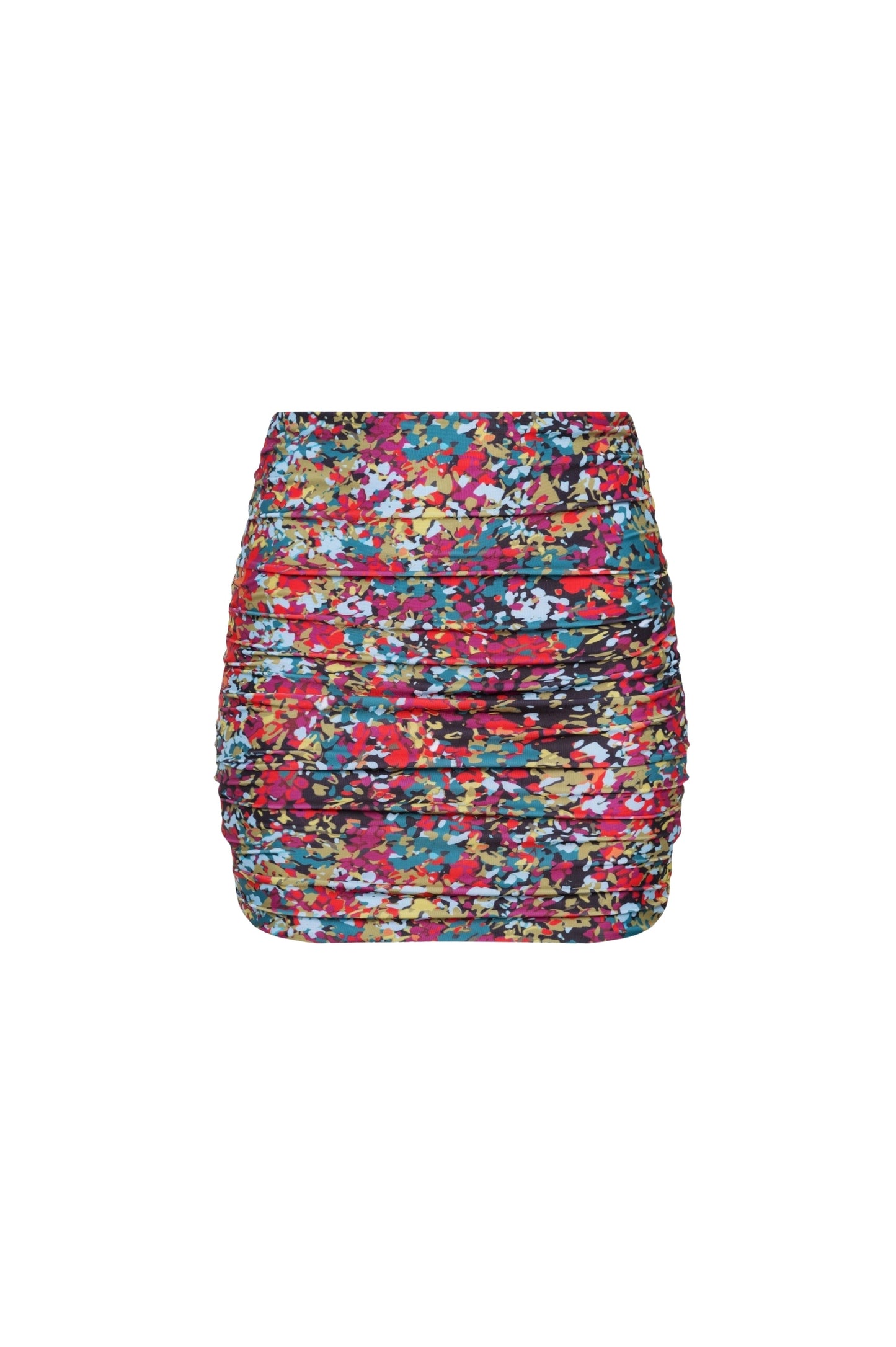 Rio Ruched Mini Skirt – Red Confetti