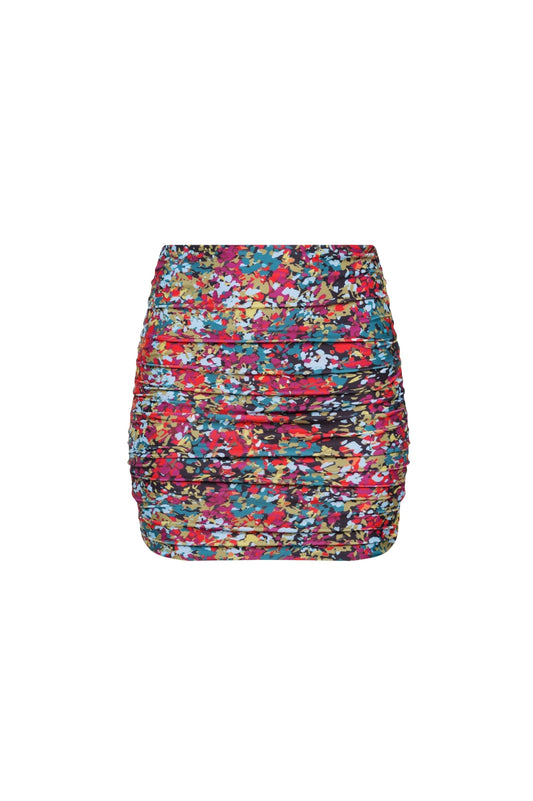 Rio Ruched Mini Skirt – Red Confetti