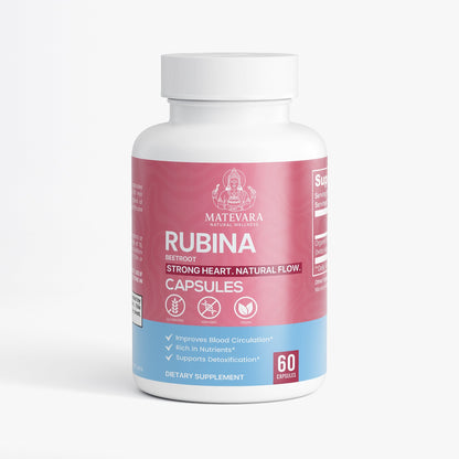 Rubina Organic Beetroot Capsules |Vegetarian Supplement | 60 Count