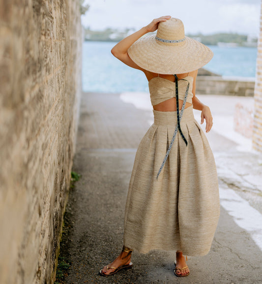 Geranium Sun Hat with Vintage Juniper Ribbon - Benefitting Bermuda National Trust