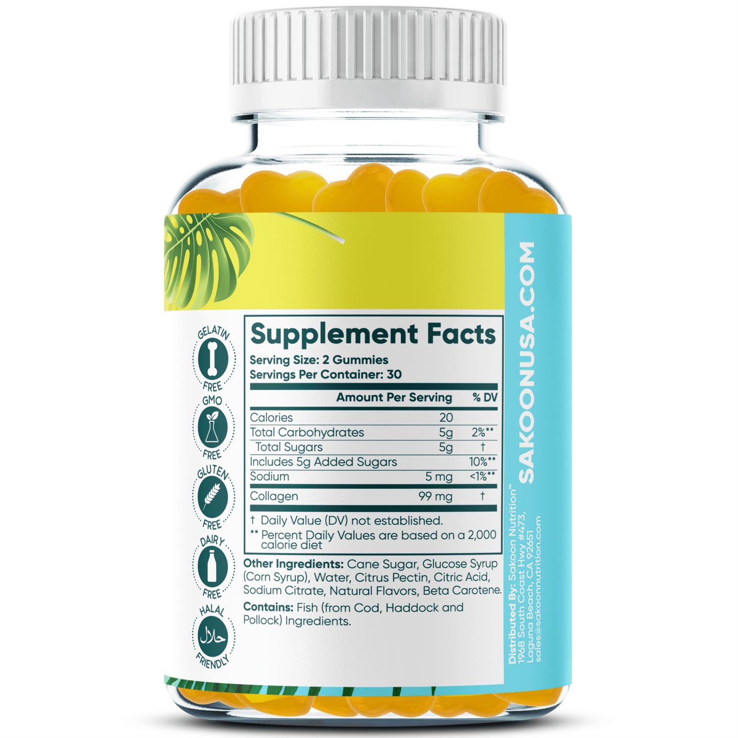 Halal Marine Collagen Gummies for Anti-Aging, Hair, Skin & Nails