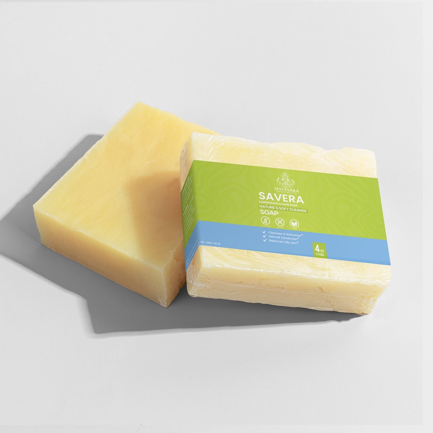 Savera Lemongrass & Sage Soap | Gentle Cleansing Bar for Sensitive Skin | 4 oz