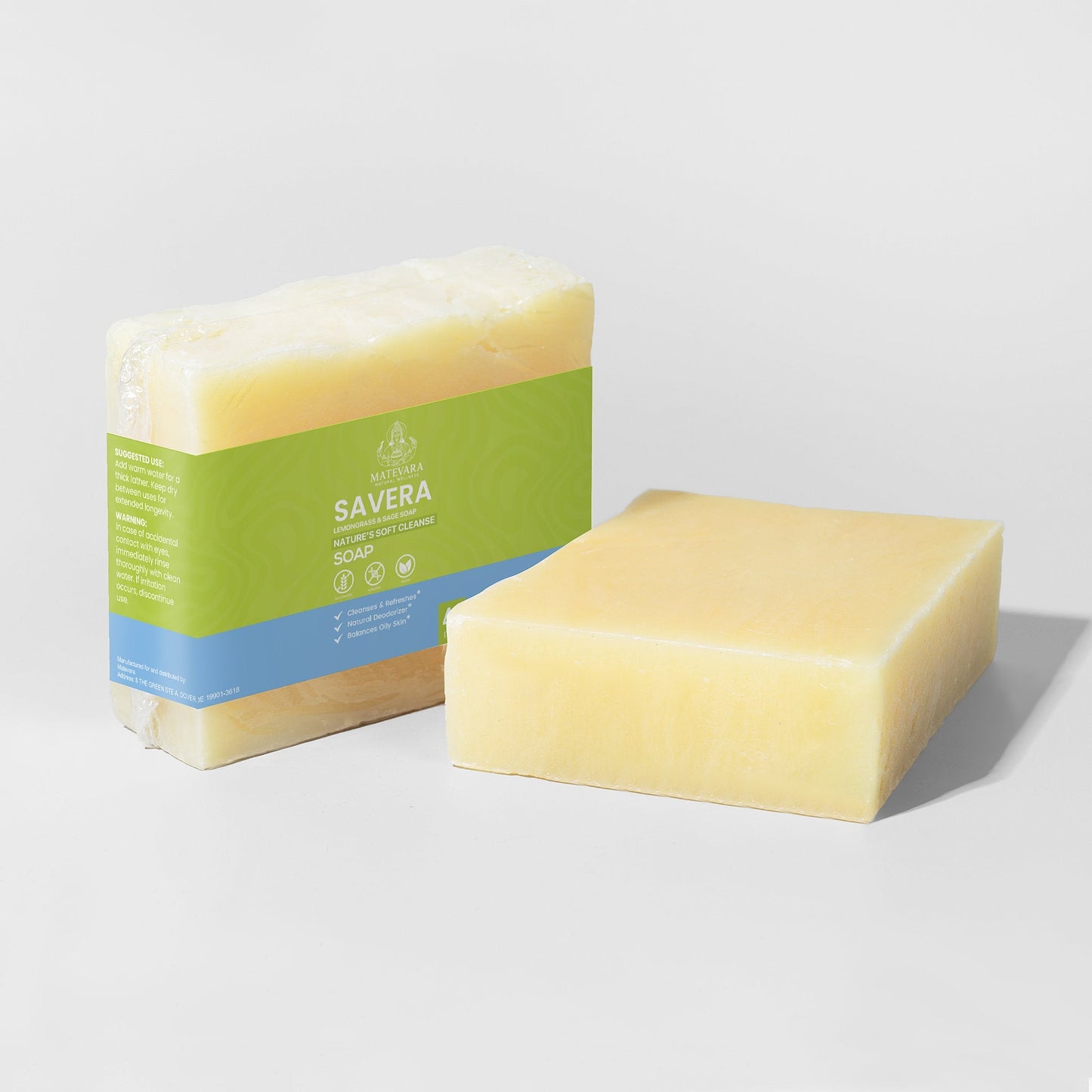 Savera Lemongrass & Sage Soap | Gentle Cleansing Bar for Sensitive Skin | 4 oz