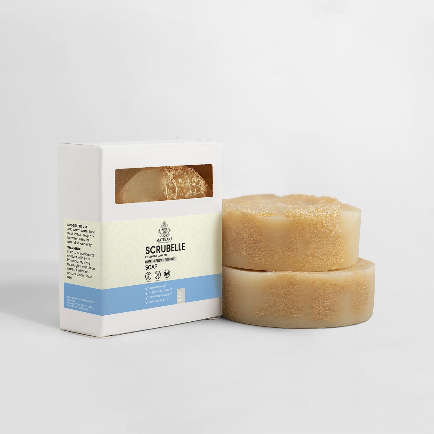 Scrubelle Exfoliating Luffa Bar |Handmade Exfoliating Bar | 4 oz