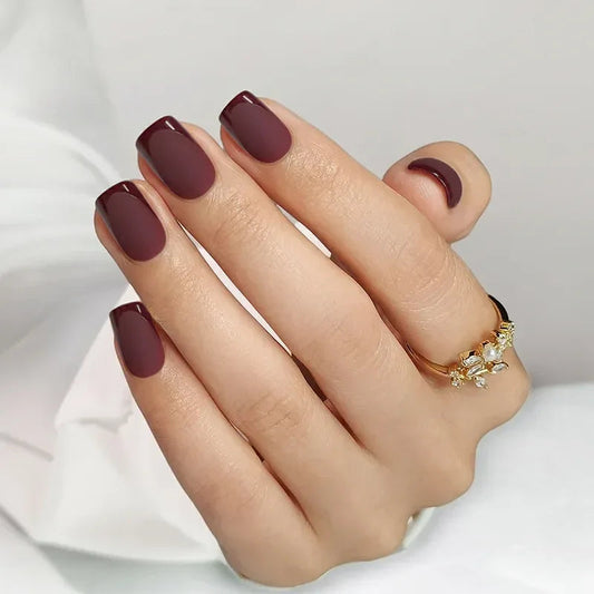 Plum Velvet Square Nails - Press On Nails | Long Lasting & Reusable