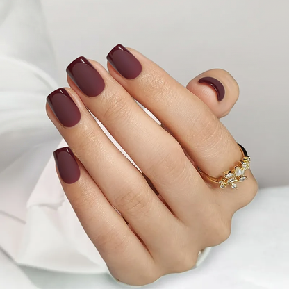 Plum Velvet Square Nails - Press On Nails | Long Lasting & Reusable
