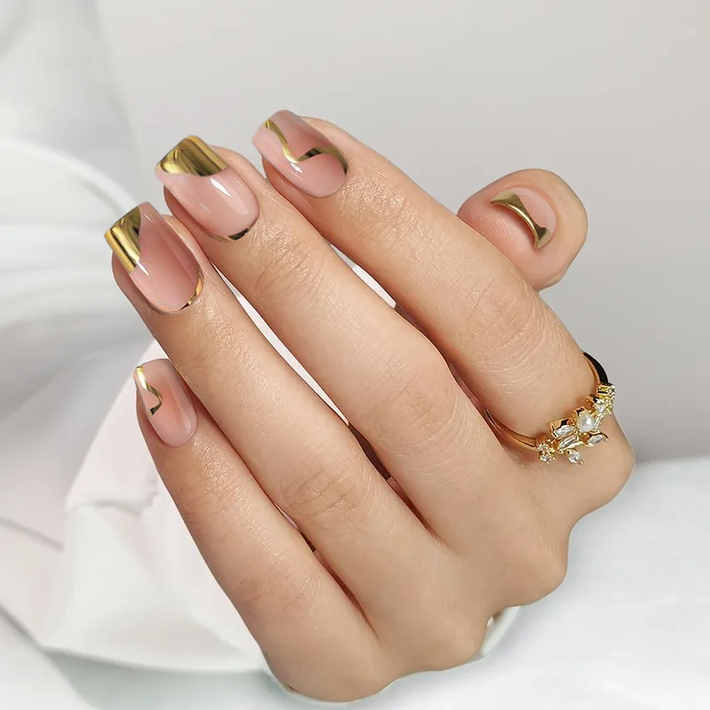 Golden Hour Square Nails - Press On Nails | Long Lasting & Reusable