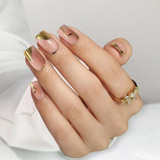 Golden Hour Square Nails - Press On Nails | Long Lasting & Reusable