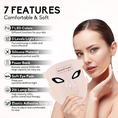 Skin Care Rejuvenating LED Face Mask with 216 light chips and 7 Colors | Daily Health & Beauty