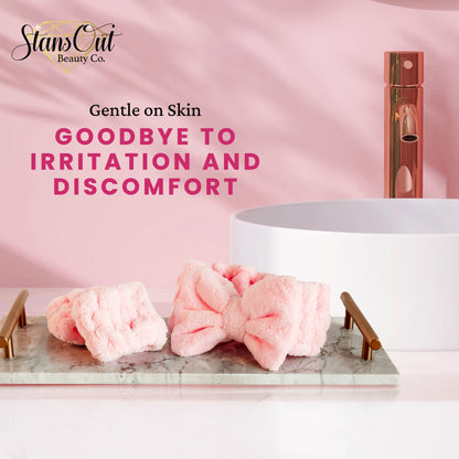 Skincare Headband & Wristband Set | Ultra-Soft, No-Drip Spa Tool