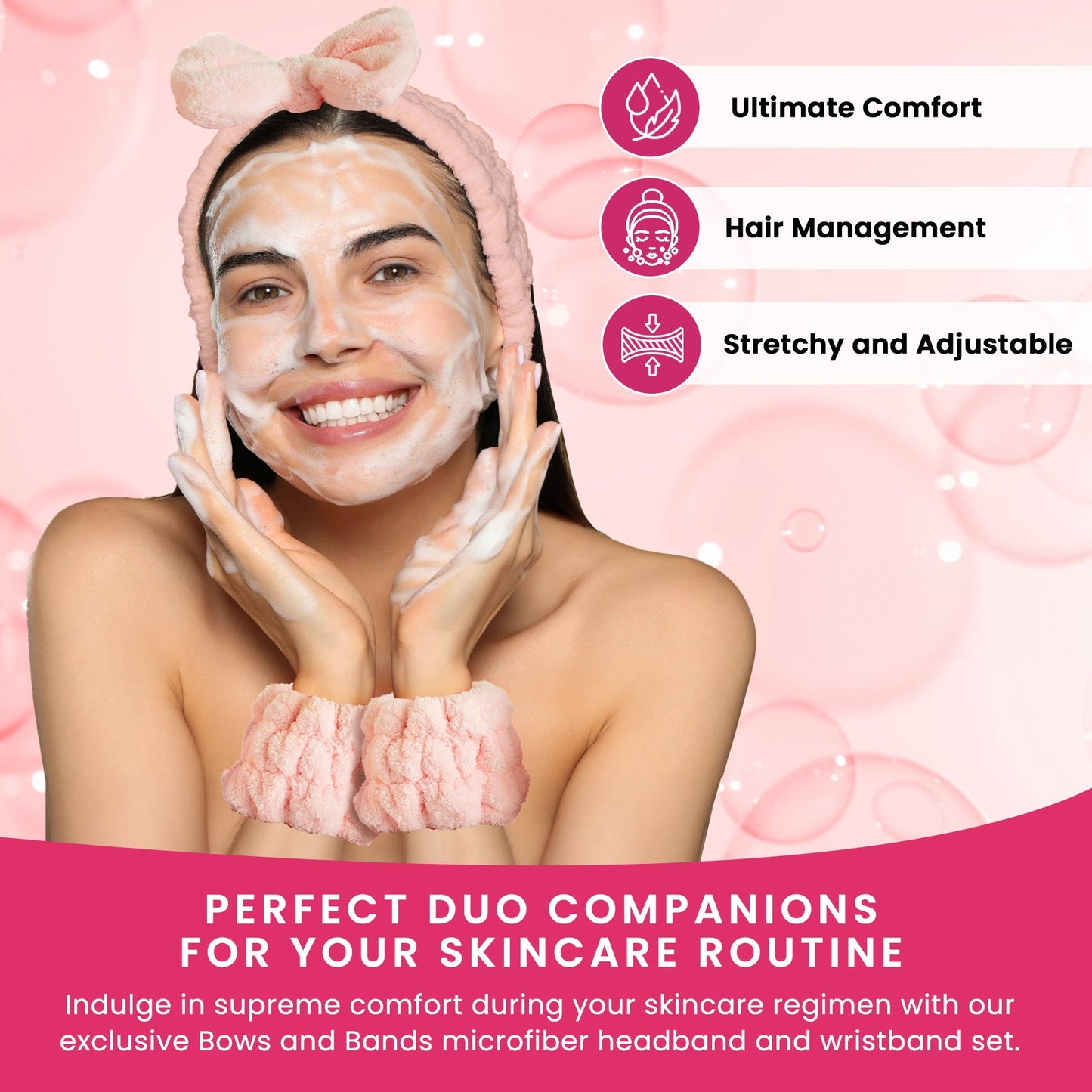 Skincare Headband & Wristband Set | Ultra-Soft, No-Drip Spa Tool